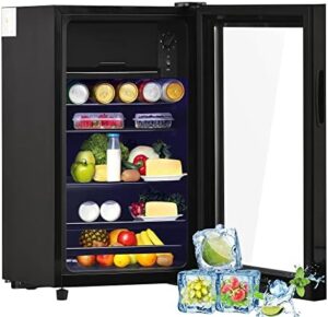 Kubeier mini frigo con freezer, 76L, porta vetro, ripiani regolabili, classe energetica F