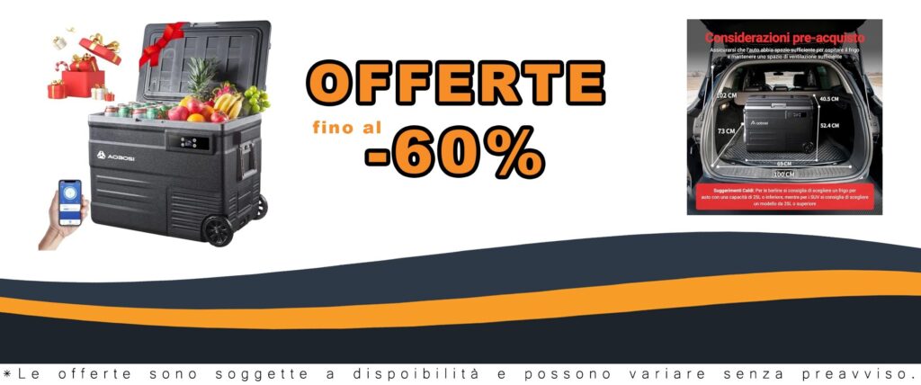 Frigorifero Portatile 55L per Campeggio e Viaggi con Doppia Alimentazione 12/24V e 100-240V