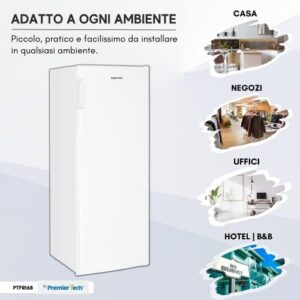 Congelatore verticale PremierTech 160 litri, 3 cassetti, bianco.