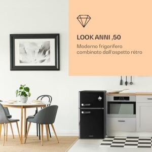 Frigo retro KLARSTEIN Irene nero, 61L frigo e 25L freezer, silenzioso.