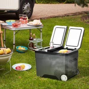 Frigorifero portatile elettrico Outsunny 35L, maniglia telescopica, ruote, auto e camion.
