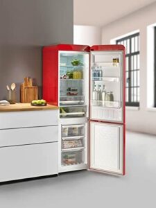 Frigorifero congelatore combinato Severin Total NoFrost, rosso, 250L, design retrò.