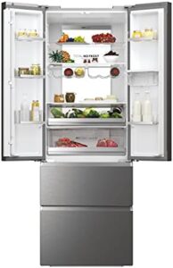 Haier frigorifero french door inox, 477 litri, MyZone Plus, Humidity Zone, distributore acqua e Smart Home.