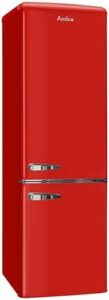 Frigorifero retro Amica KGCR 387 100 R, rosso peperoncino, design vintage.