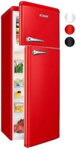 Bomann Retro-Doppeltuer-Kühlschrank DTR 353 rosso, design vintage.
