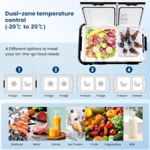 Mini frigo portatile 40L WOLTU, con congelatore, 12V 24V DC, nero e bianco.