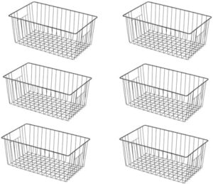 Cestini organizer per congelatore neri, set da 6, con manici, 40.6 cm.