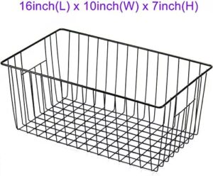 Cestini organizer per congelatore neri, set da 6, con manici, 40.6 cm.